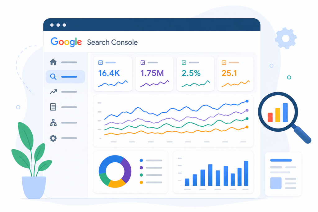 Google Search Console dashboard for website performance